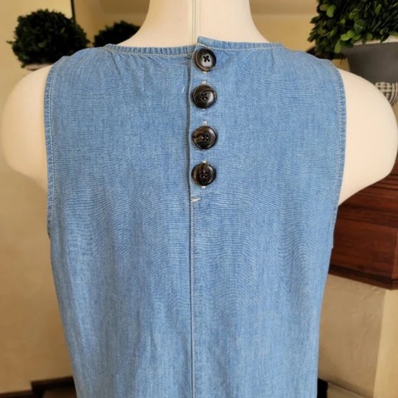 J. Crew Button Back Chambray Shift Dress M - Picture 4 of 9